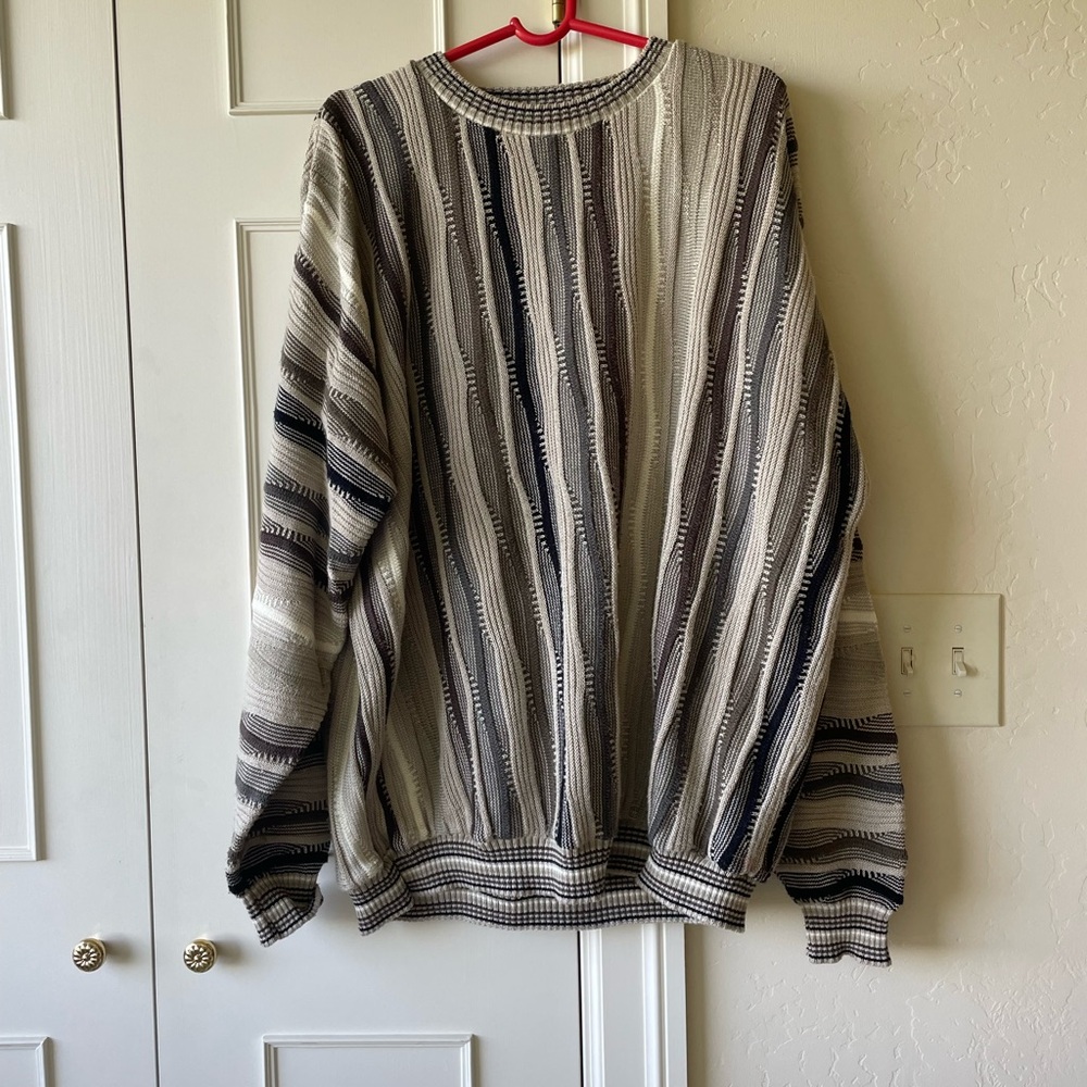PROTEGE MEN'S SWEATER 2X BEIGE BROWN COOGI STYLE